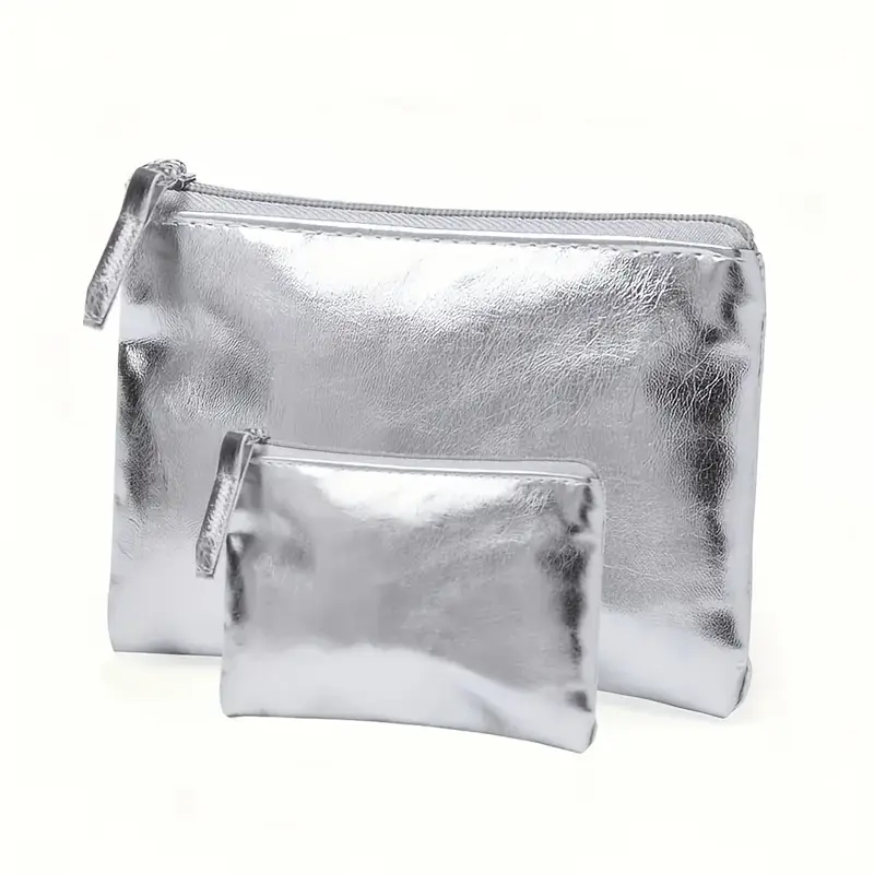 Set 2 Tas Kosmetik Motif Logam Besar